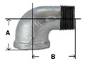 BG Malleable 90 Degree Street Elbow Diagram